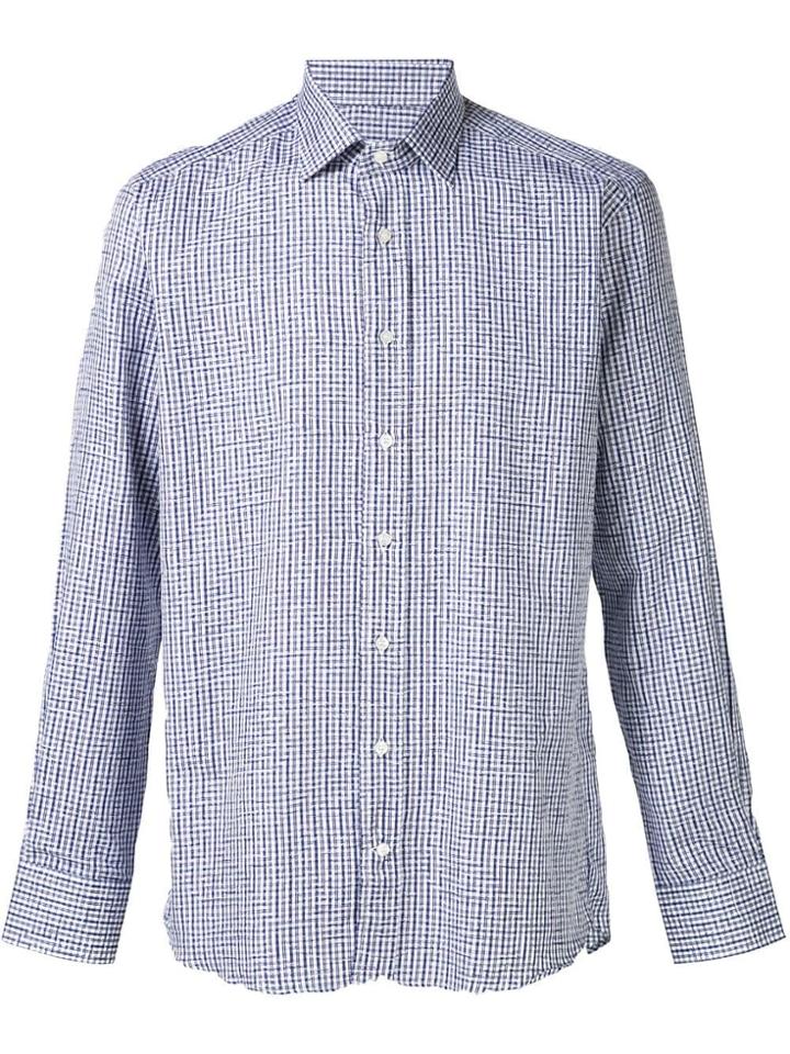 Etro Micro Check Print Shirt - Blue