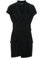 Alexandre Vauthier Mini Wrap Dress, Women's, Size: 40, Black, Polyester