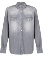 Eleventy Stonewashed Denim Shirt - Grey