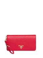 Prada Saffiano Logo Plaque Mini Bag - Red