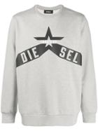 Diesel Printed Cotton-fleece Sweatshirt - Grey