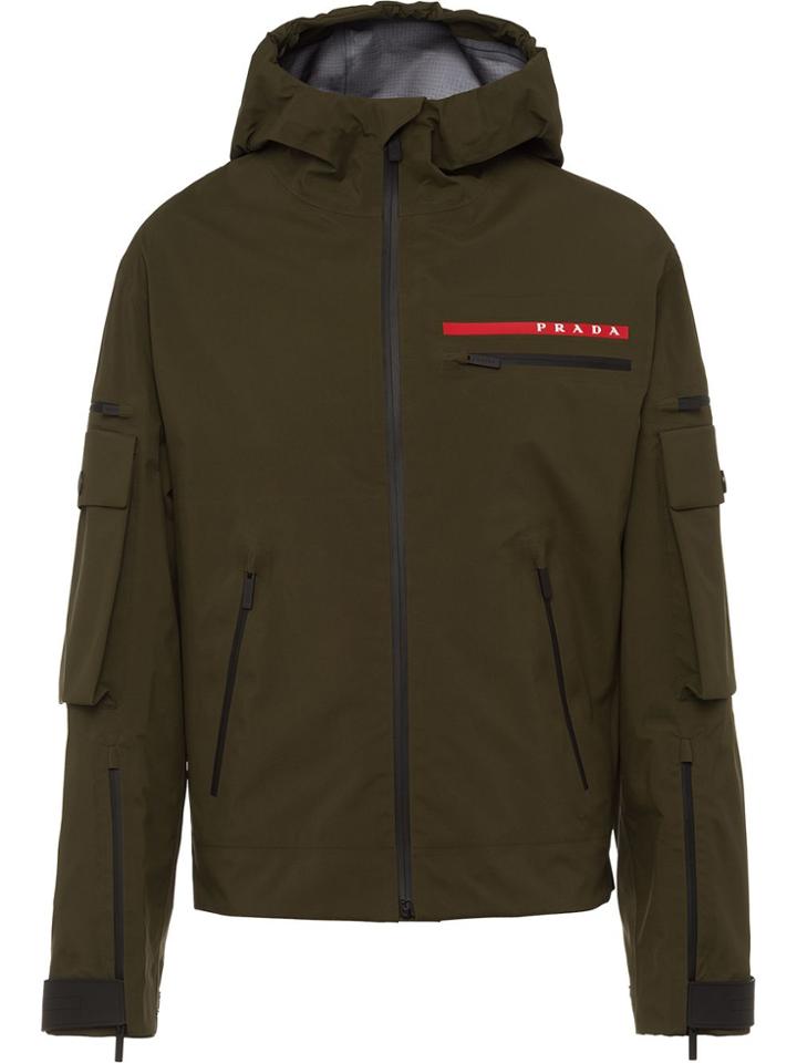 Prada Technical Logo Patch Jacket - Green