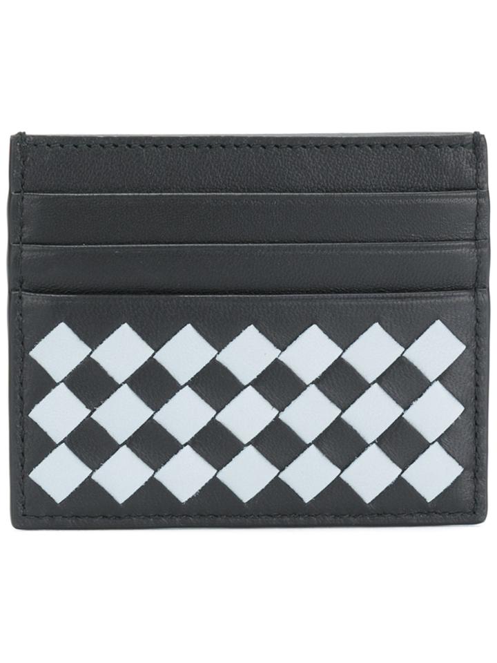 Bottega Veneta Checkerboard Intrecciato Card Holder - Black