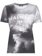 Balmain Cloud Print Logo T-shirt - Grey