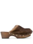 Max Mara Mink Fur Mules - Brown