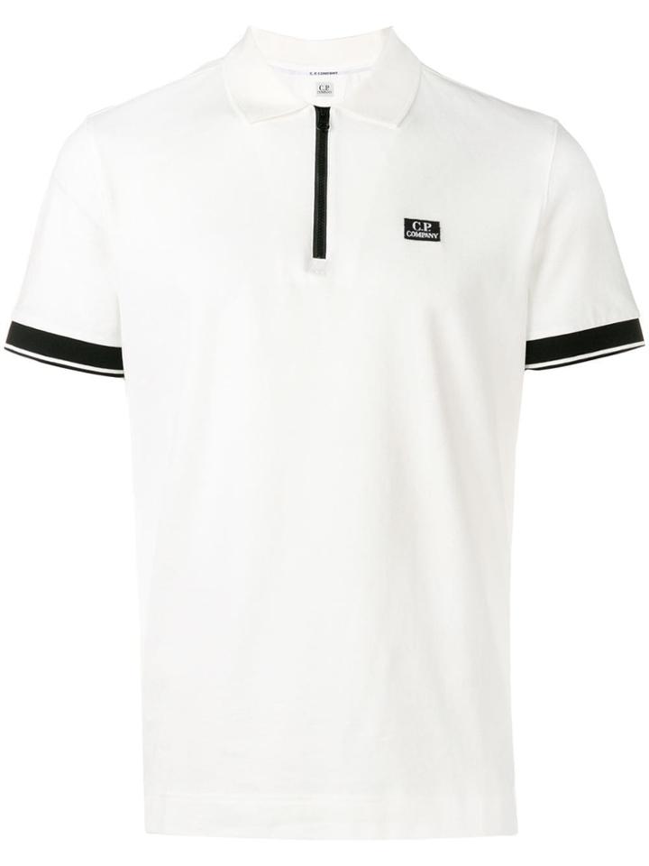 Cp Company Front Zip Fastening Polo Shirt - White
