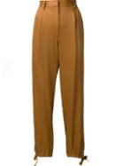 Mm6 Maison Margiela High Waisted Cropped Trousers, Women's, Size: 40, Brown, Acetate/viscose