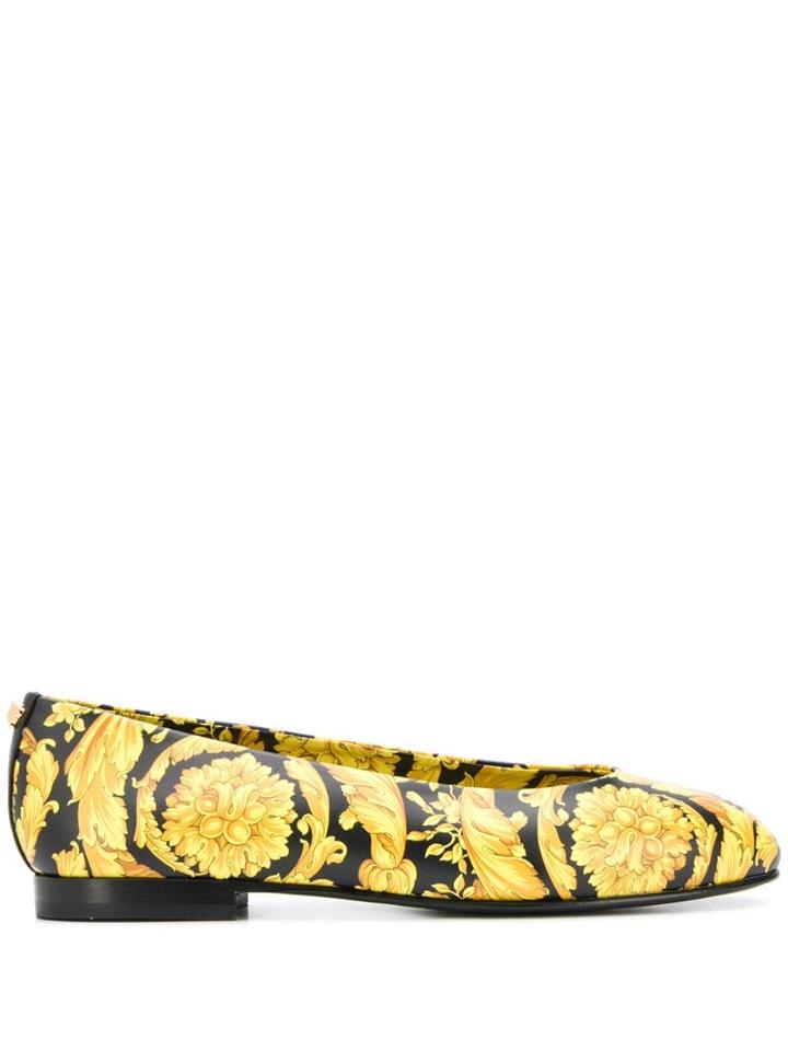 Versace Baroque Print Ballerinas - Yellow