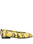 Versace Baroque Print Ballerinas - Yellow