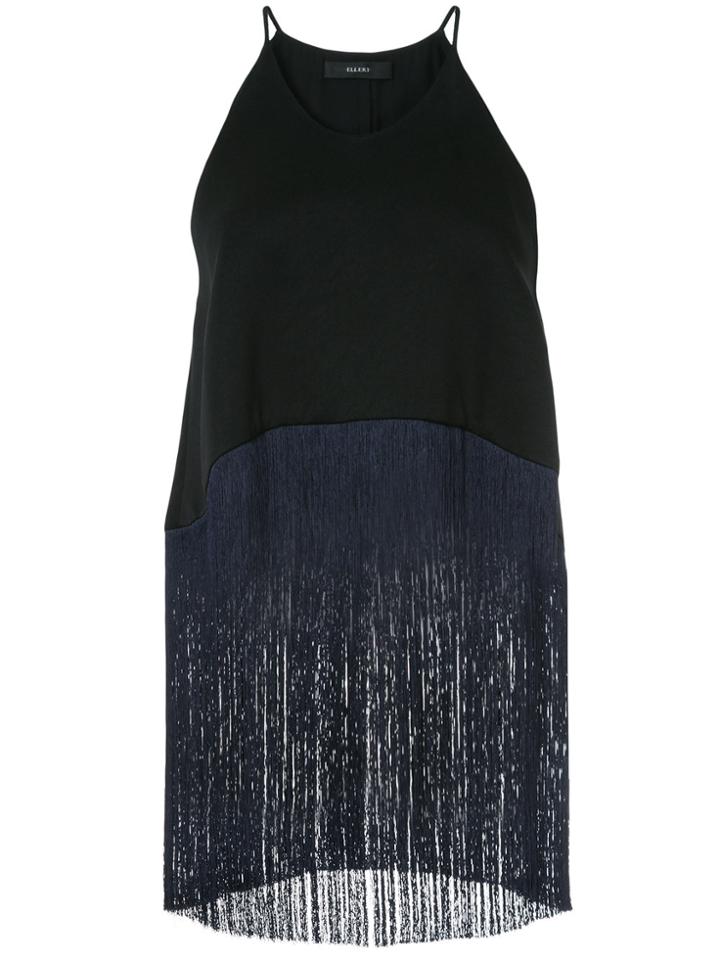 Ellery Star Sign Fringed Crop Top - Black