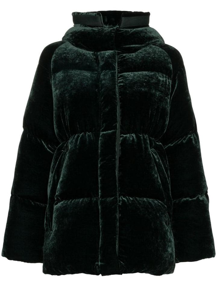 Moncler Butor Velvet Padded Coat - Green