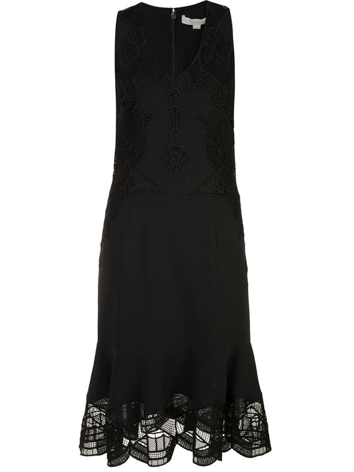 Jonathan Simkhai Sheer Ruffled Hem Dress, Size: 6, Black, Acetate/viscose/spandex/elastane/polyester