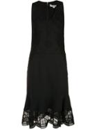 Jonathan Simkhai Sheer Ruffled Hem Dress, Size: 6, Black, Acetate/viscose/spandex/elastane/polyester