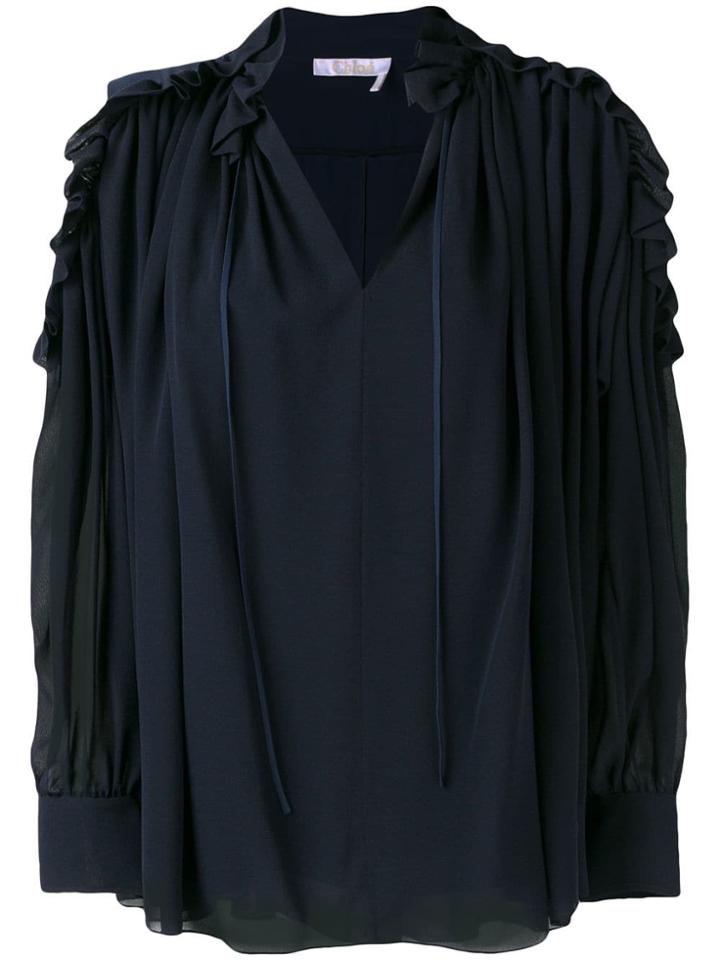 Chloé Off-shoulder Ruffle Blouse - Blue