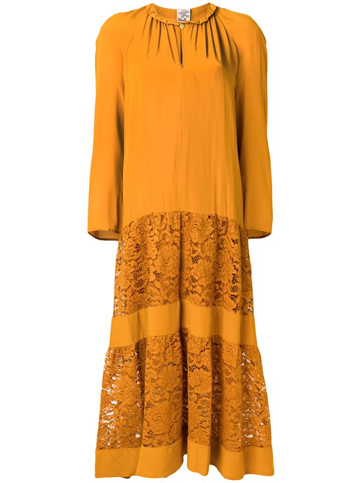 Baum Und Pferdgarten Embroidered Panels Dress - Yellow & Orange