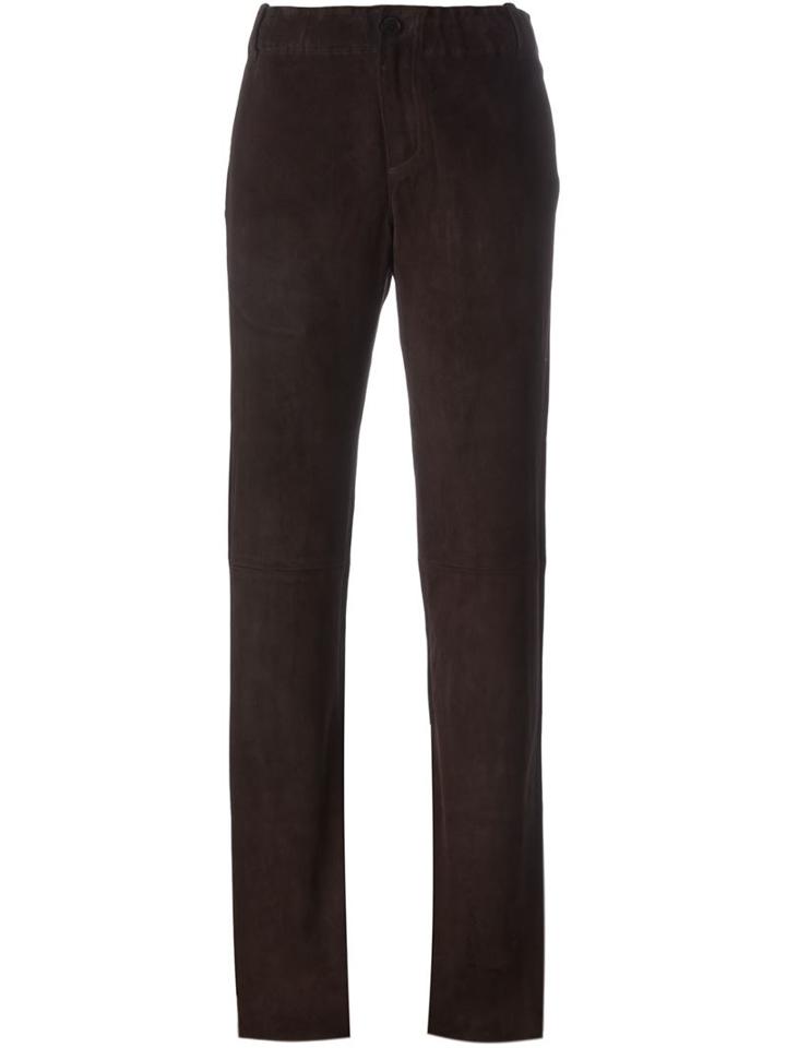 Stouls Suede Bootcut Trousers, Women's, Size: Medium, Brown, Suede/spandex/elastane/cotton