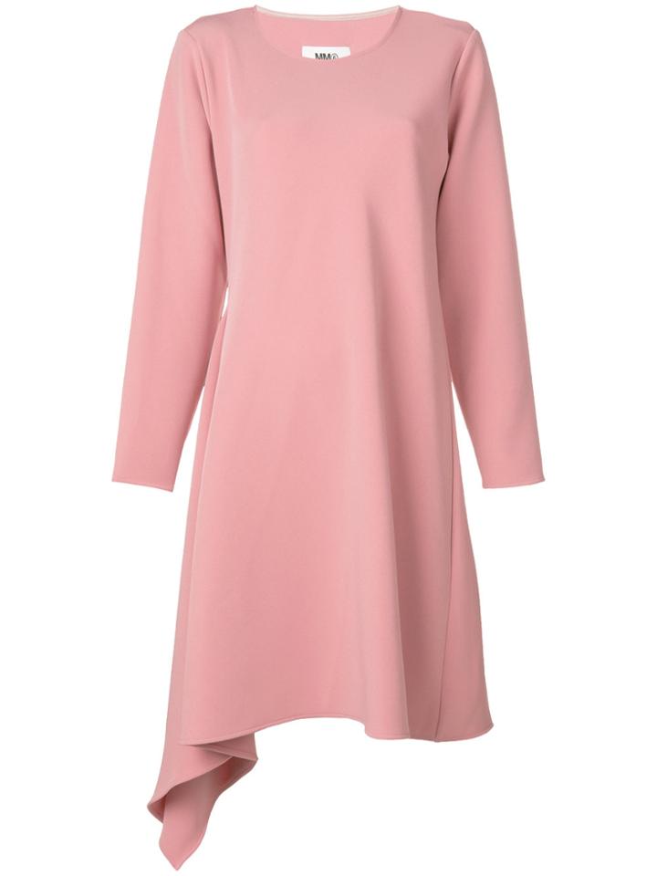 Mm6 Maison Margiela Asymmetric Long-sleeve Dress - Pink & Purple