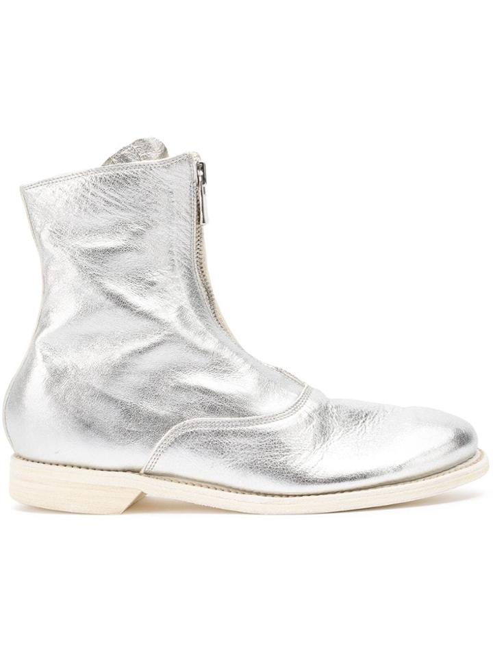 Guidi Zipped Ankle Boots - Silver