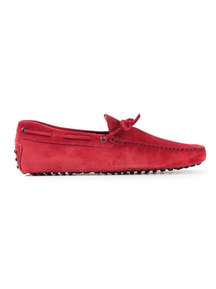 Tod S Gommino Driving Shoes, Men's, Size: 6.5, Red, Leather