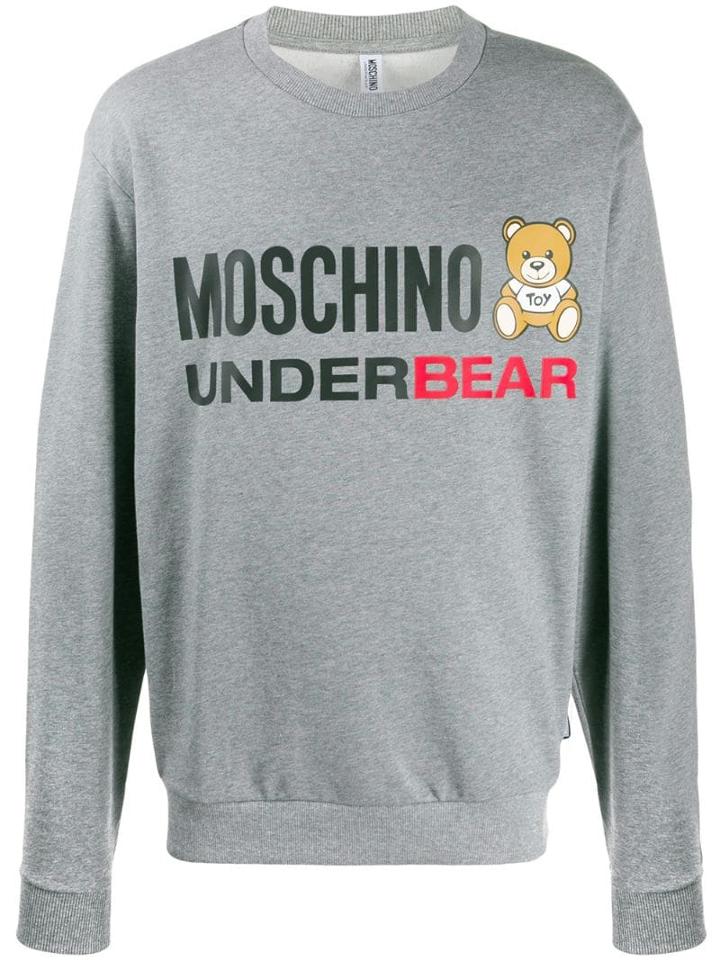Moschino Teddy Logo Printed Sweatshirt - Grey