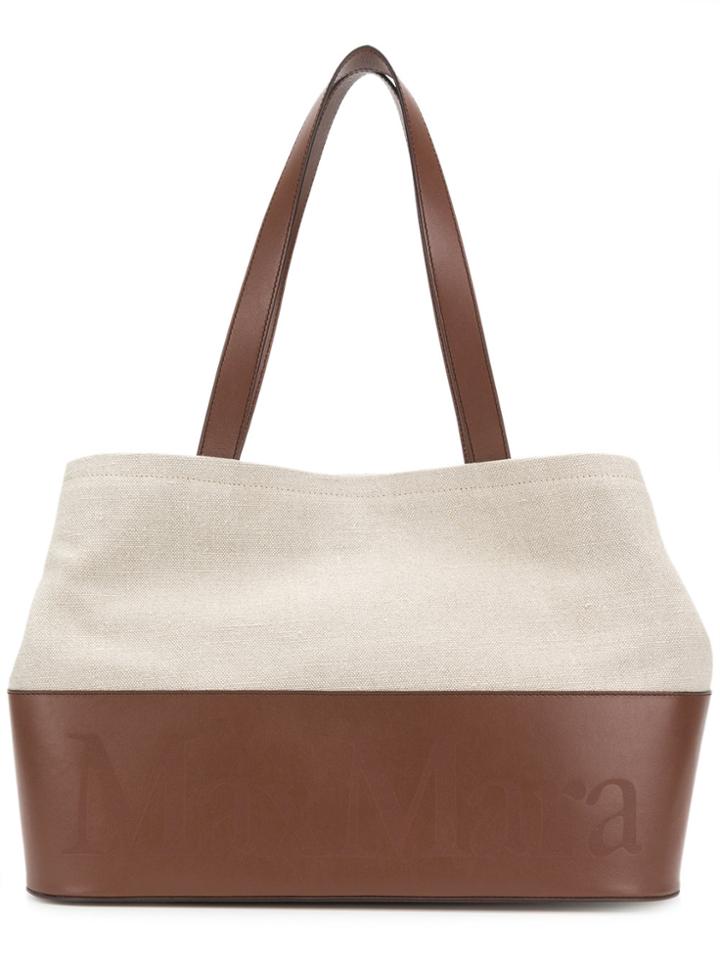 Max Mara Printed Logo Shopping Bag - Nude & Neutrals