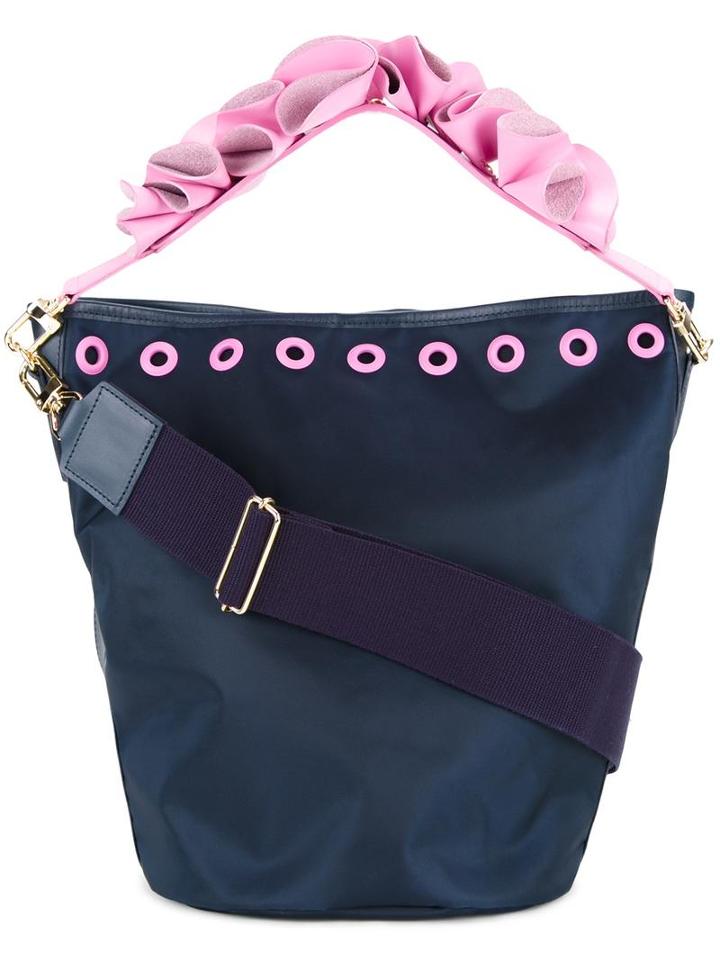 Muveil Floral Strap Bucket Tote, Women's, Black, Nylon