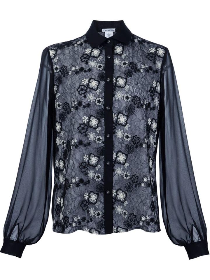 Oscar De La Renta Floral Lace Shirt
