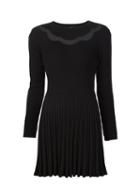 Red Valentino Tulle Panel Pleated Knit Dress