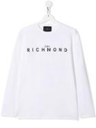 John Richmond Junior Logo Print Longsleeved T-shirt - White