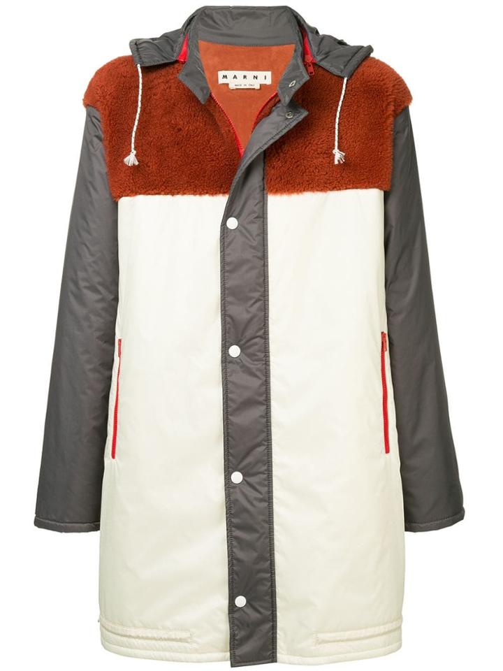 Marni Colour Block Parka Coat - White