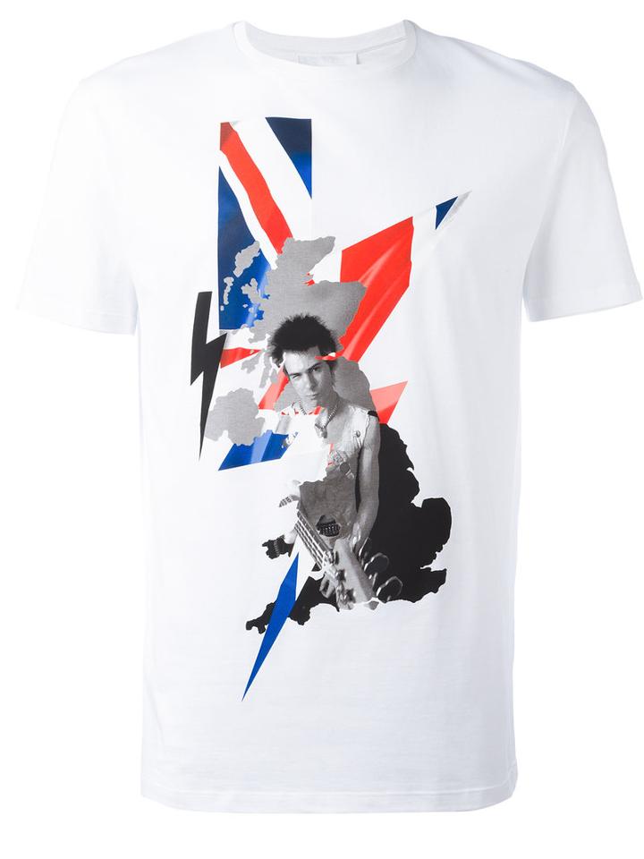 Neil Barrett Graphic Print T-shirt, Men's, Size: Small, White, Cotton