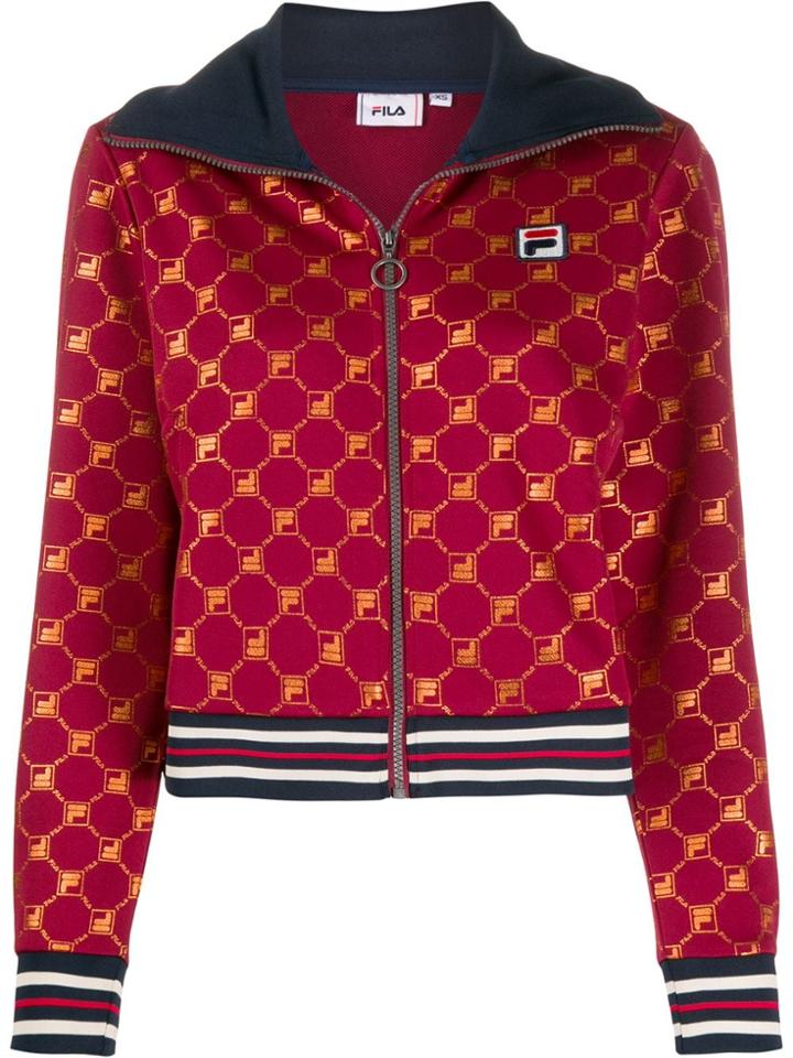 Fila Logo Print Track Jacket - Red