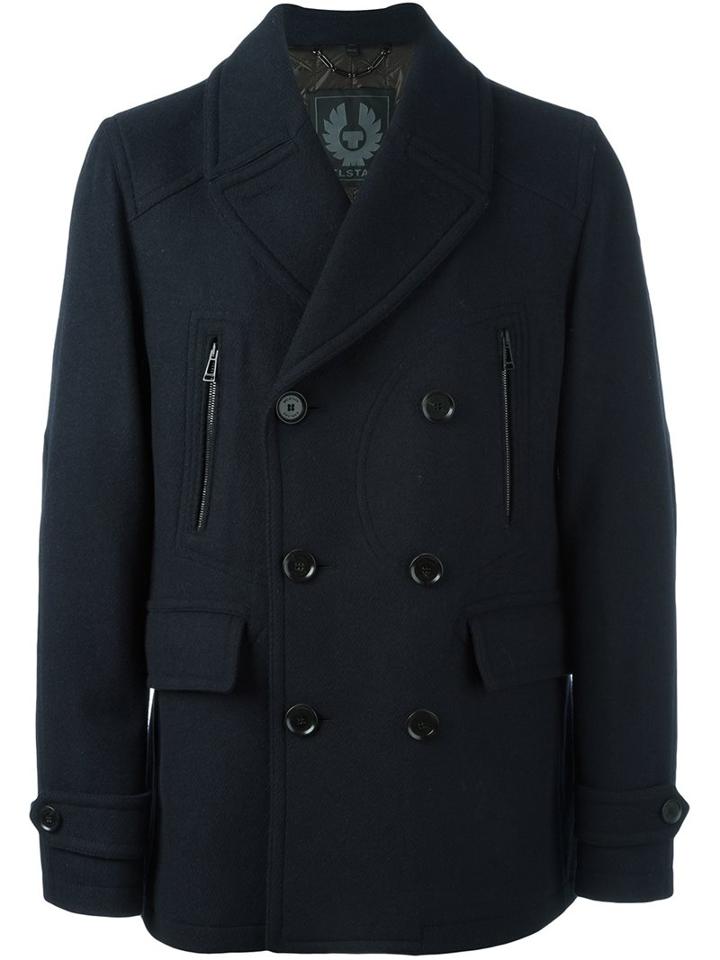 Belstaff 'corringham' Peacoat, Men's, Size: 46, Blue, Nylon/polyester/virgin Wool