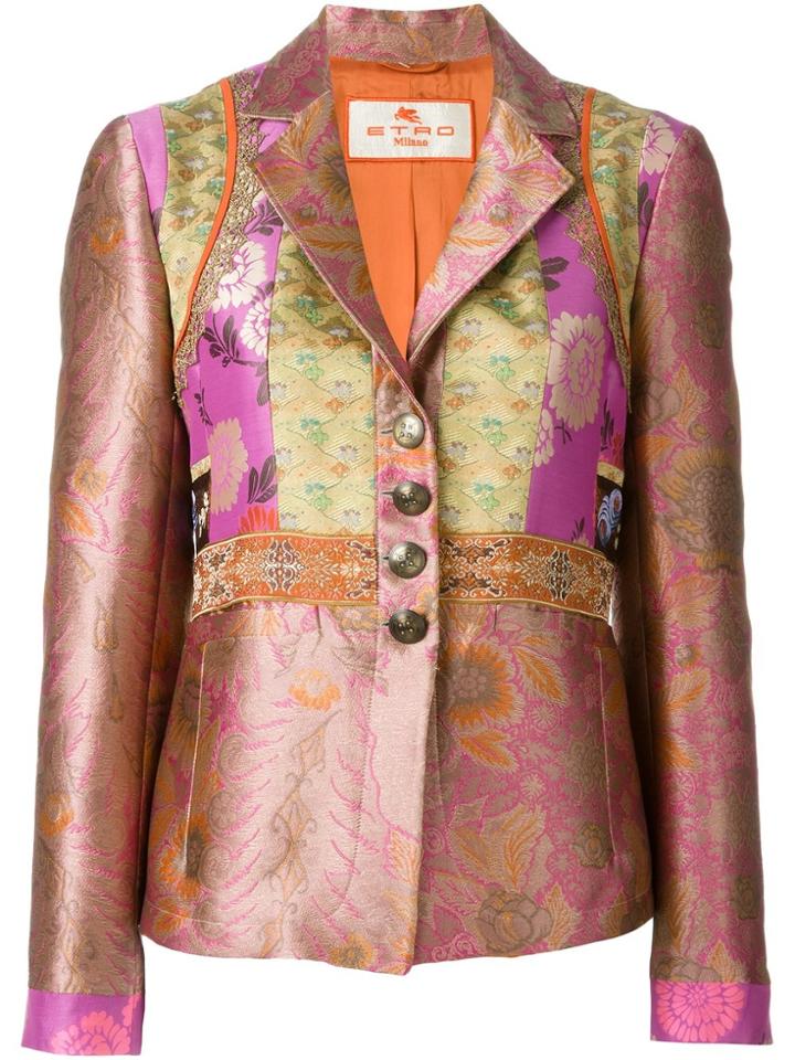 Etro Floral Patchwork Blazer - Pink & Purple