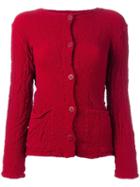 Textured Button Down Cardigan, Women's, Red, Cotton/polyurethane, Issey Miyake Cauliflower