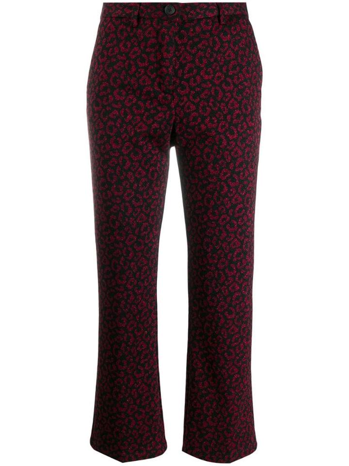 White Sand Leopard Print Trousers - Red