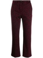 White Sand Leopard Print Trousers - Red