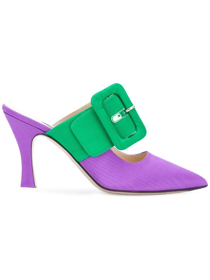 Attico Buckled Mules - Pink & Purple