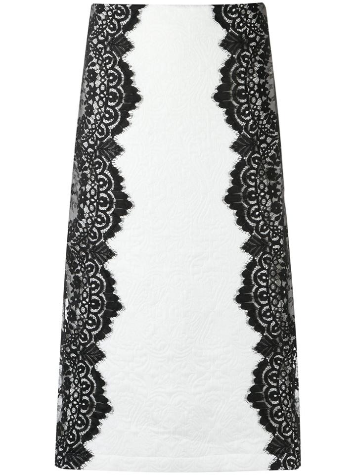 Olympiah Lace Panels Midi Skirt - White