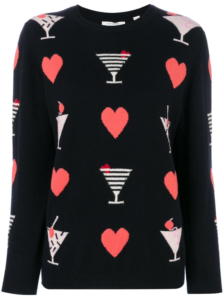 Chinti & Parker Cocktail Heart Jumper - Blue