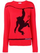 Prada Intarsia Monkey Jumper - Red