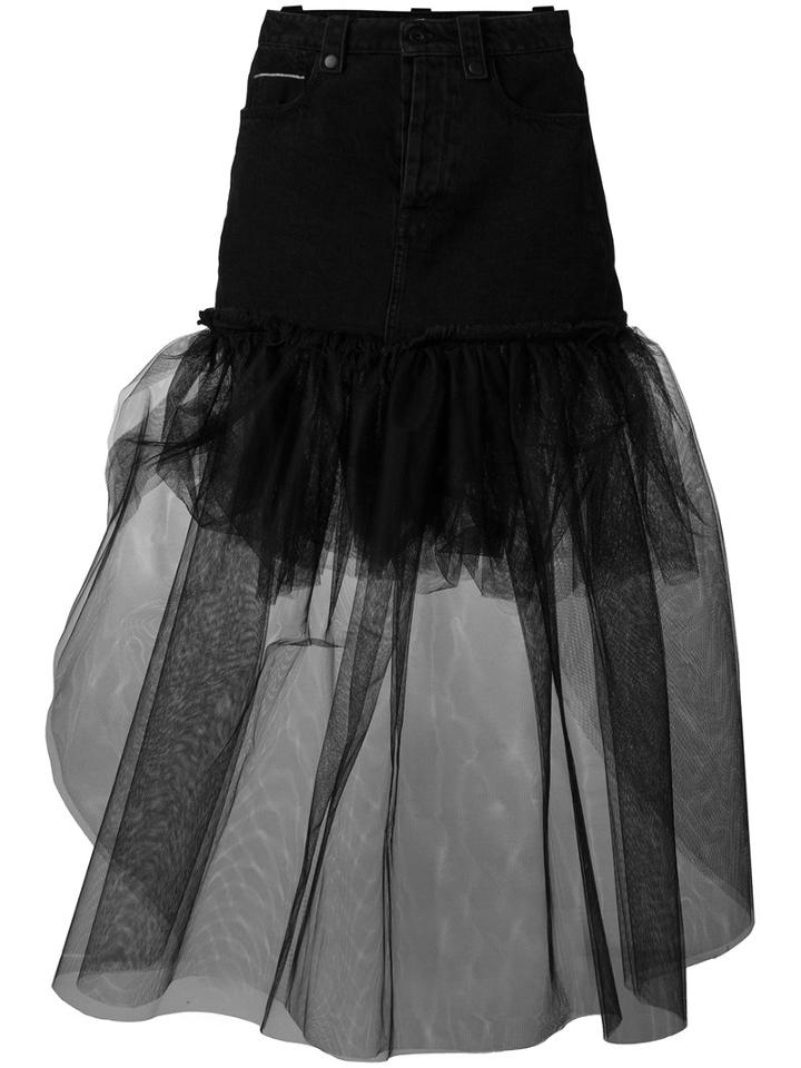 Unravel Project - Tulle Structured Skirt - Women - Cotton/nylon/polyester - 38, Black, Cotton/nylon/polyester