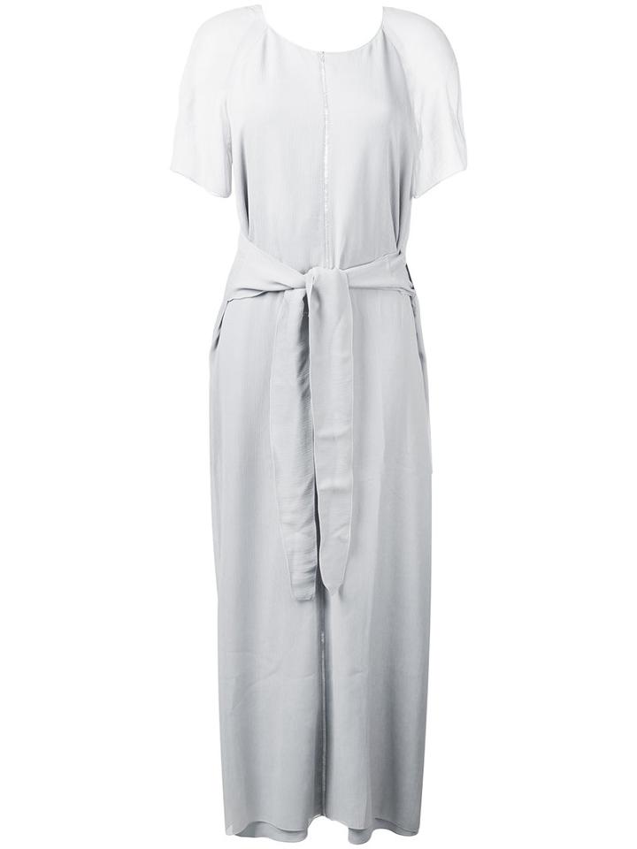 Lorena Antoniazzi - Tie Waist Long Dress - Women - Silk/spandex/elastane/viscose - 42, Grey, Silk/spandex/elastane/viscose