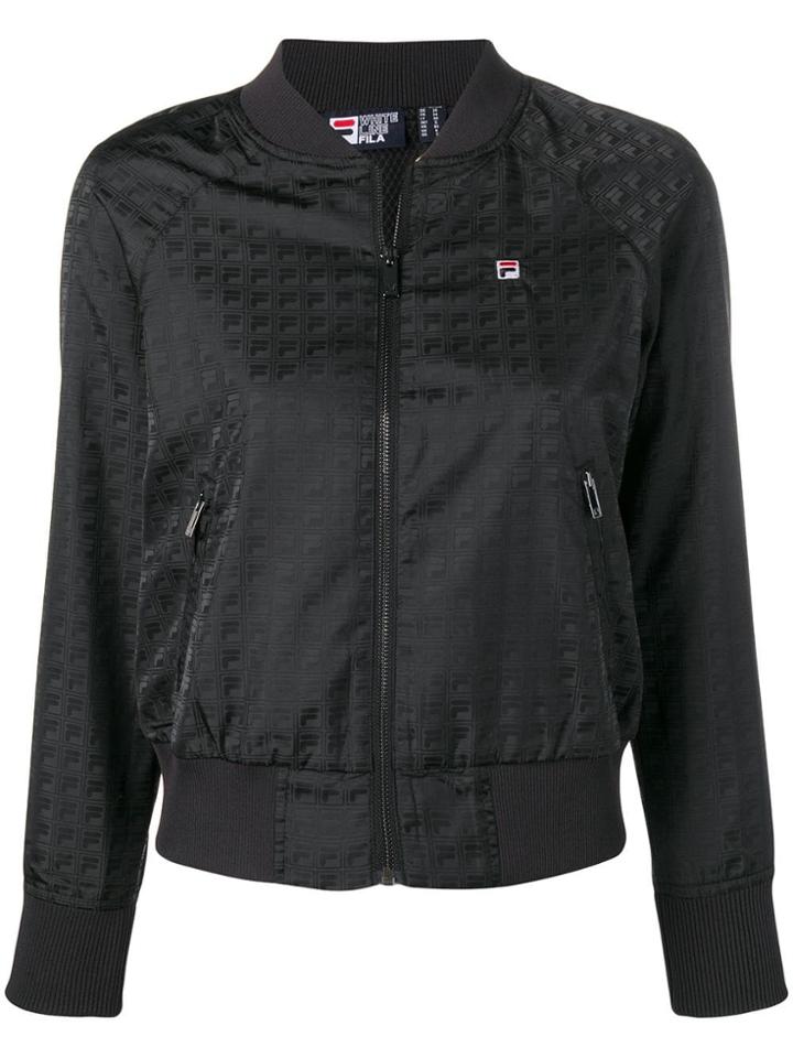 Fila Logo Print Bomber Jacket - Black