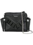 Diesel - Ruffled Trim Shoulder Bag - Women - Calf Leather - One Size, Women's, Black, Calf Leather