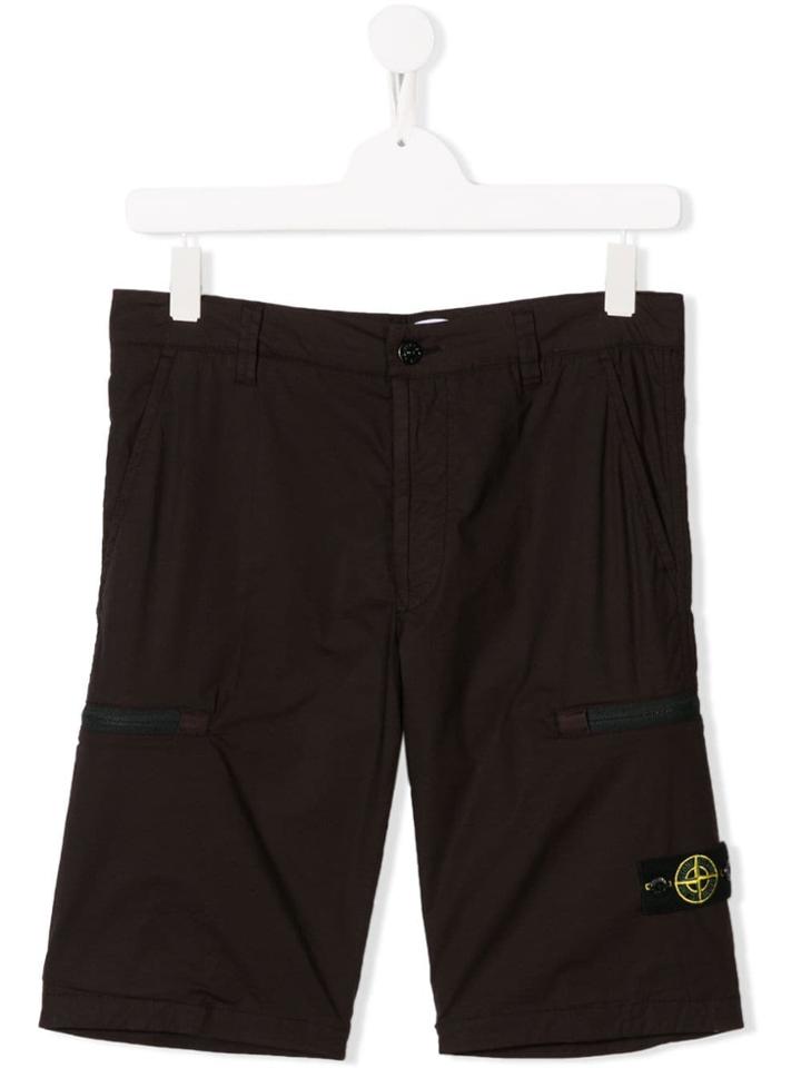Stone Island Junior Logo Shorts - Brown
