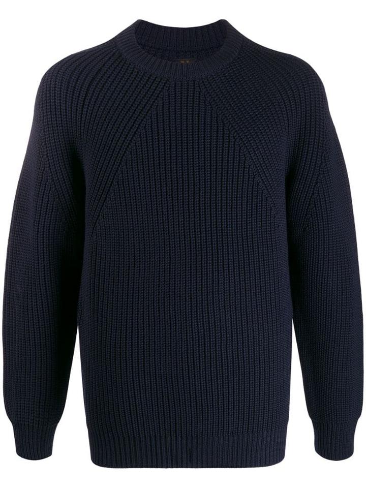 Batoner Ribbed Crew Neck Jumper - Blue
