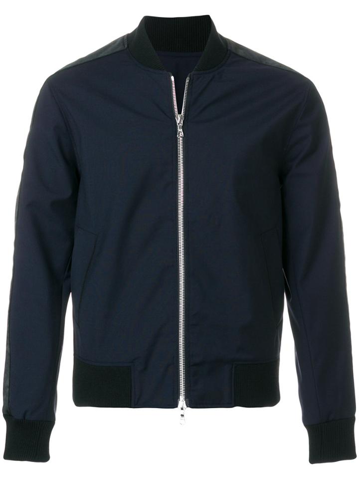 Officine Generale Casual Zipped Bomber Jacket - Blue