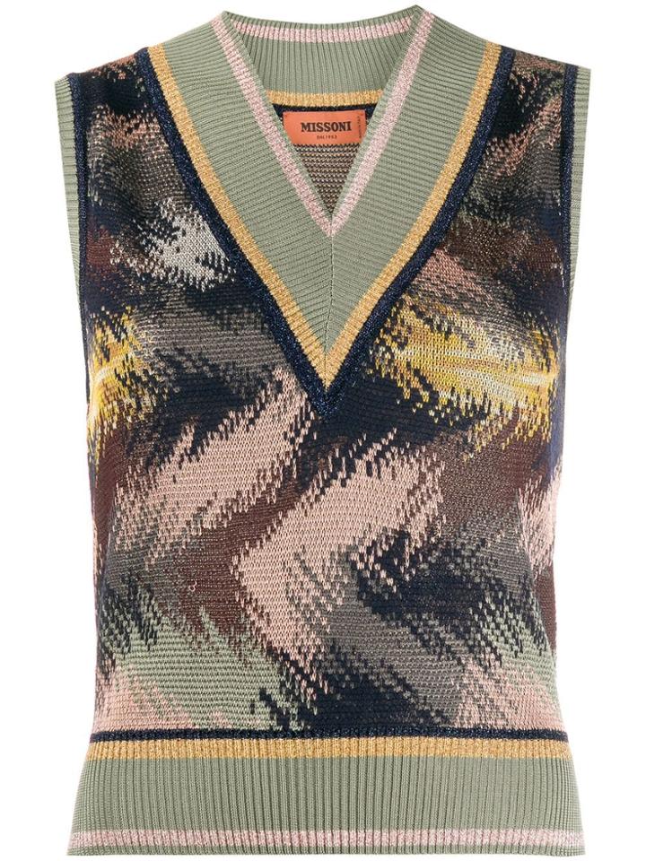Missoni Pattern Mix Knitted Top - Green