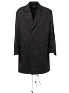 Yang Li Drawstring Hem Coat, Men's, Size: 44, Black, Cotton/linen/flax